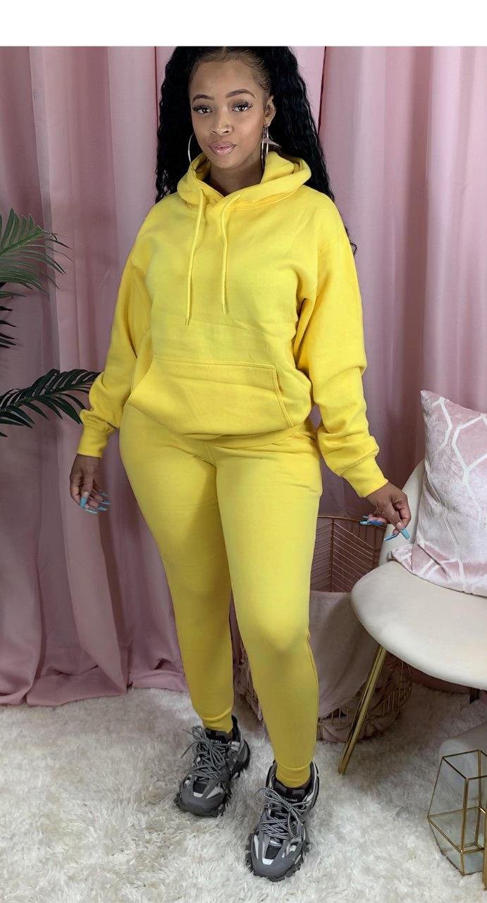 Women's Solid Color Hoodie and Joggers 2 Pcs Set