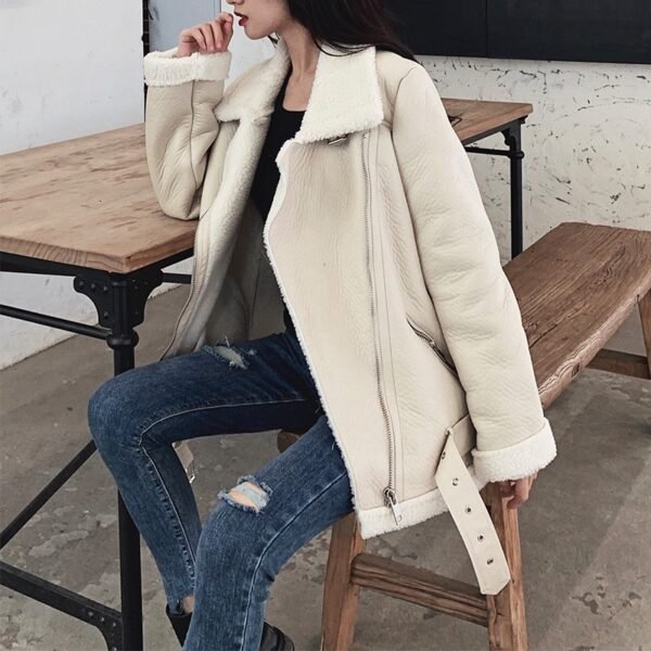 Women's Warm Winter PU Leather Jacket - Image 4