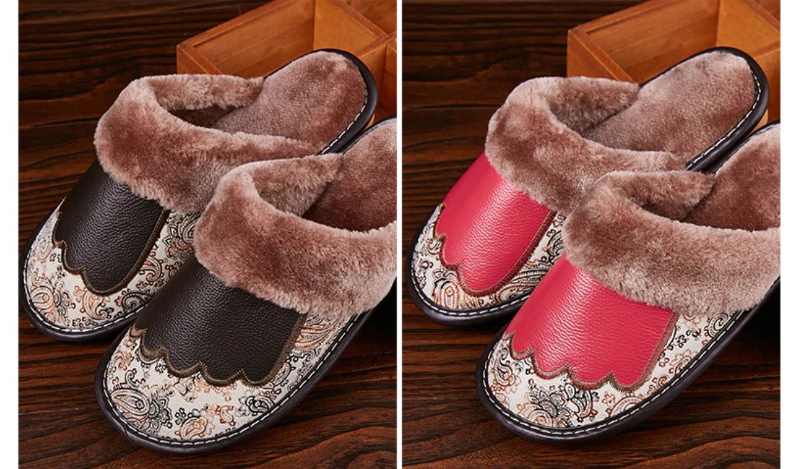Men's Luxury Fur and Leather Slippers