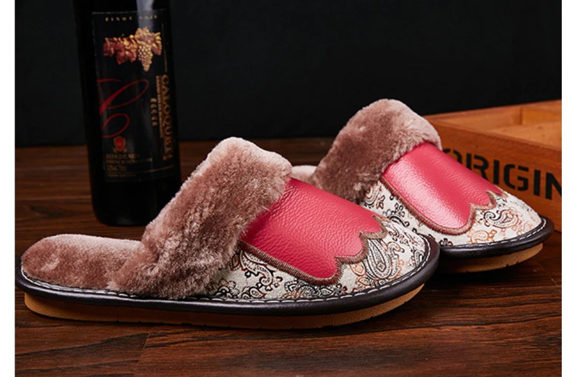 Men's Luxury Fur and Leather Slippers