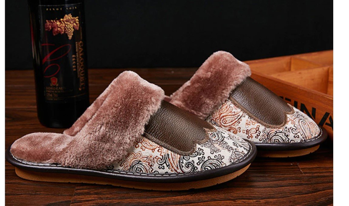 Men's Luxury Fur and Leather Slippers