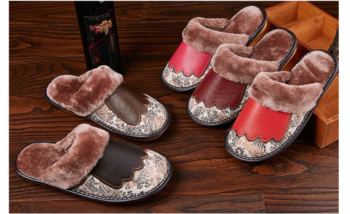 Men's Luxury Fur and Leather Slippers