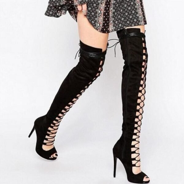 Women's Sexy Strappy Knee High Boots - Image 7