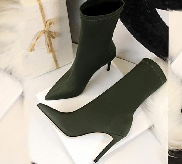 Women's High Heel Elastic Winter Boots - Image 2