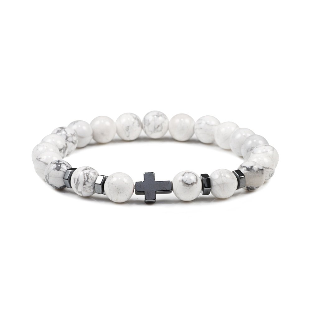 Hematite Cross Beaded Bracelet