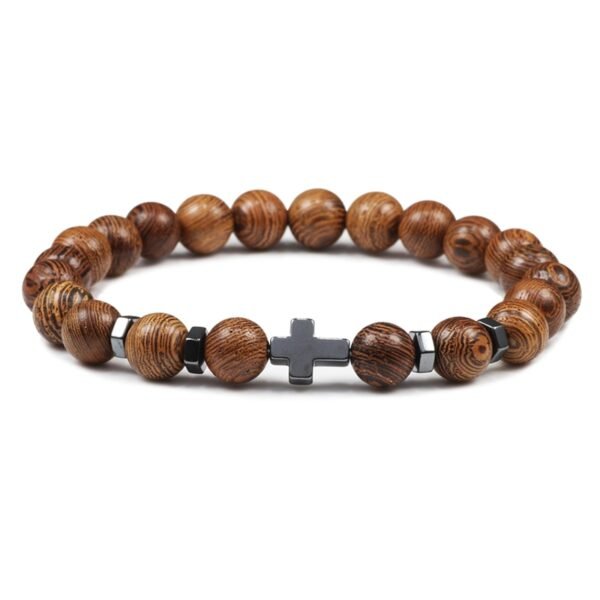 Hematite Cross Beaded Bracelet