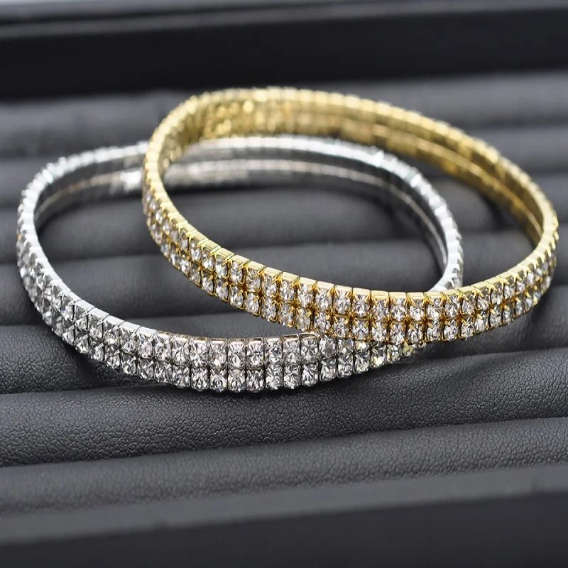 Rhinestone Women's Ankle Bracelet in Gold and Silver