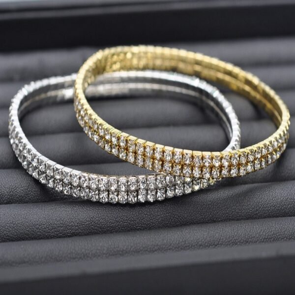 Rhinestone Women's Ankle Bracelet in Gold and Silver - Image 3