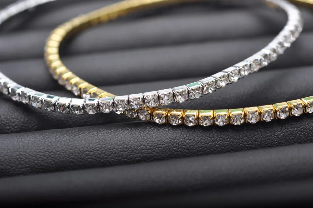 Rhinestone Women's Ankle Bracelet in Gold and Silver