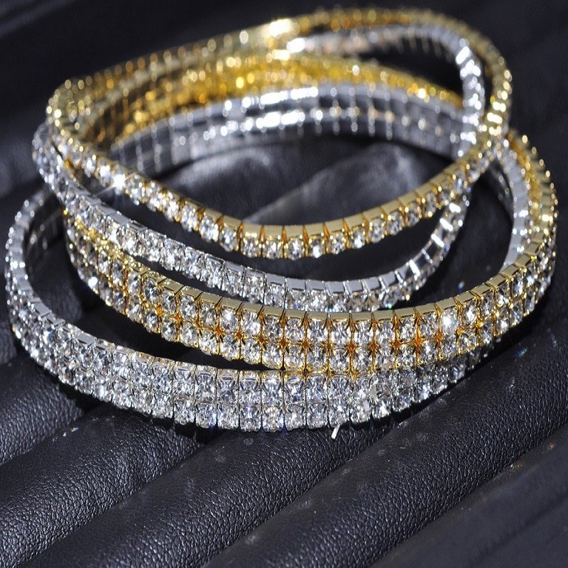Rhinestone Women's Ankle Bracelet in Gold and Silver