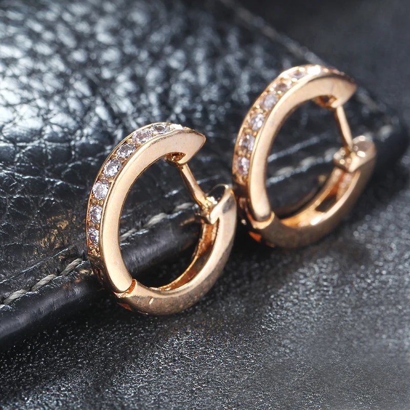 Gold Cubic Zirconia Hoop Earrings for Women