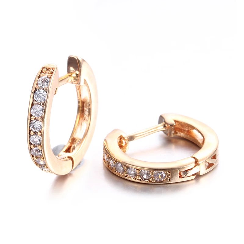 Gold Cubic Zirconia Hoop Earrings for Women