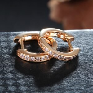 Gold Cubic Zirconia Hoop Earrings for Women