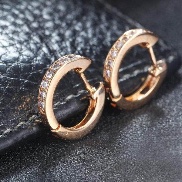 Gold Cubic Zirconia Hoop Earrings for Women - Image 6