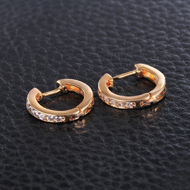 Gold Cubic Zirconia Hoop Earrings for Women