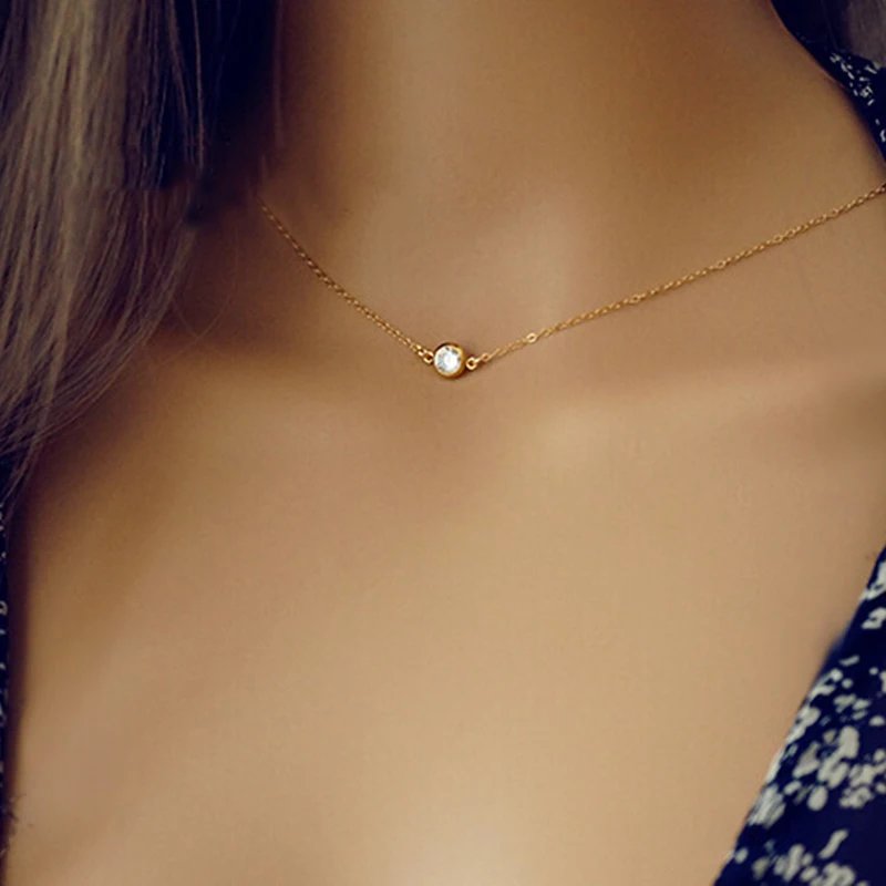 Gold Crystal Back Necklace for Women