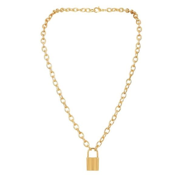 Gold and Silver Padlock Pendant Necklace for Women - Image 3