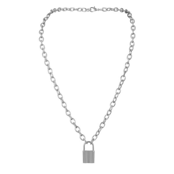 Gold and Silver Padlock Pendant Necklace for Women - Image 5