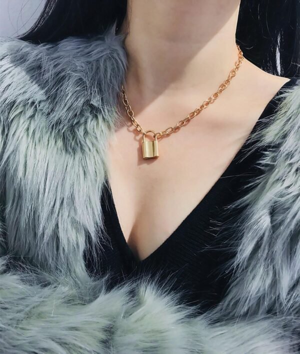 Gold and Silver Padlock Pendant Necklace for Women - Image 6