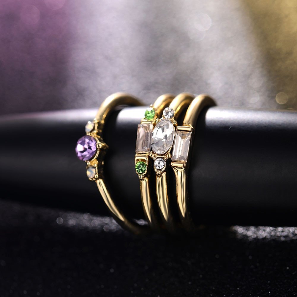Women's Gold Ring Set 4 Pcs