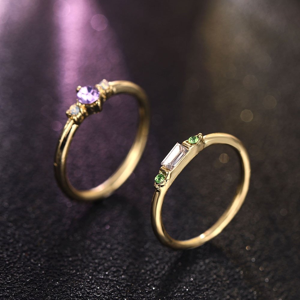Women's Gold Ring Set 4 Pcs
