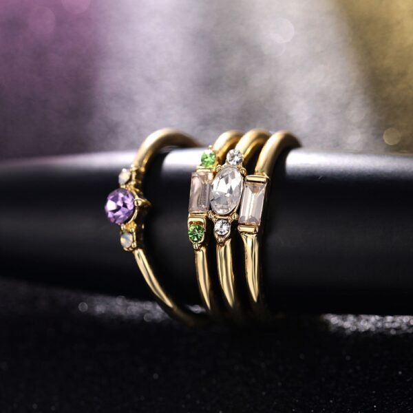 Women's Gold Ring Set 4 Pcs - Image 4