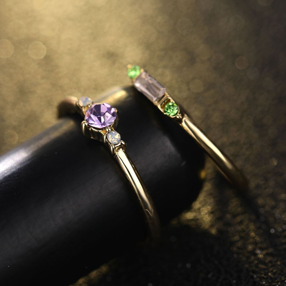 Women's Gold Ring Set 4 Pcs