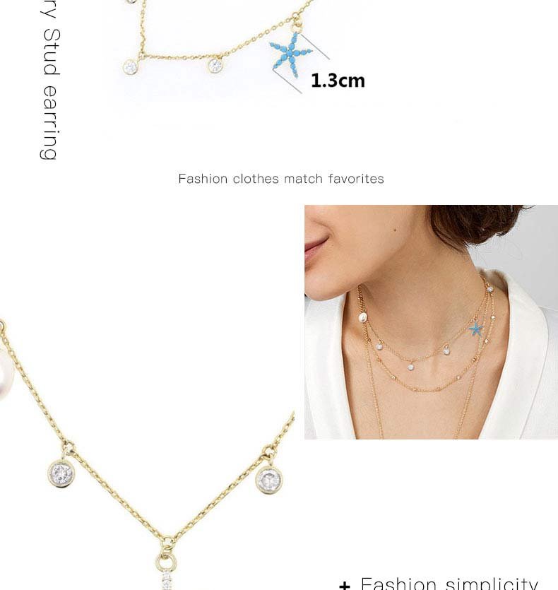 Minimal 14k Gold Starfish Natural Pearl Necklace For Women
